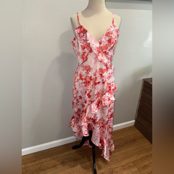 Japna Dresses & Skirts - Japna Pink and Red Floral Midi women’s Dress size large